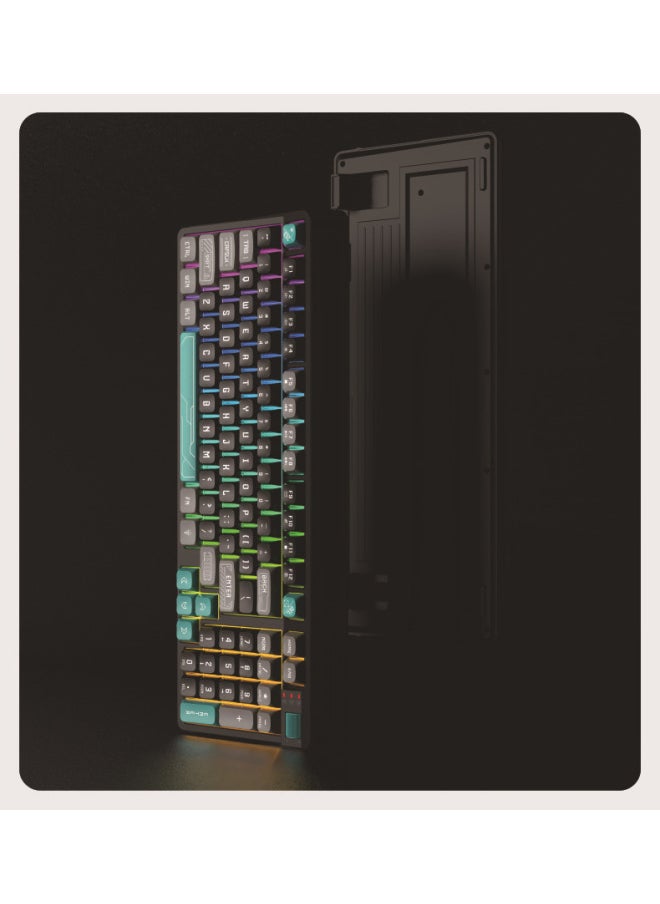 Generic Neutral K97 Game Wired Keyboard Three Color Luminous Mechanical Feel Desktop Computer Accessories Private Model-Color:K97 Black And Green Rainbow Glow  - Image 1