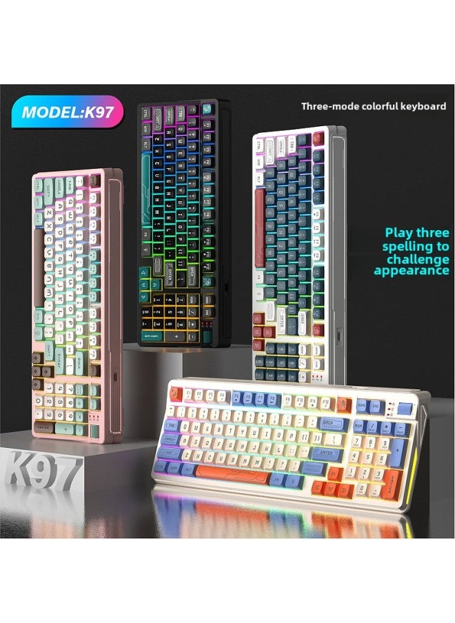 Generic Neutral K97 Game Wired Keyboard Three Color Luminous Mechanical Feel Desktop Computer Accessories Private Model-Color:K97 Black And Green Rainbow Glow  - Image 2
