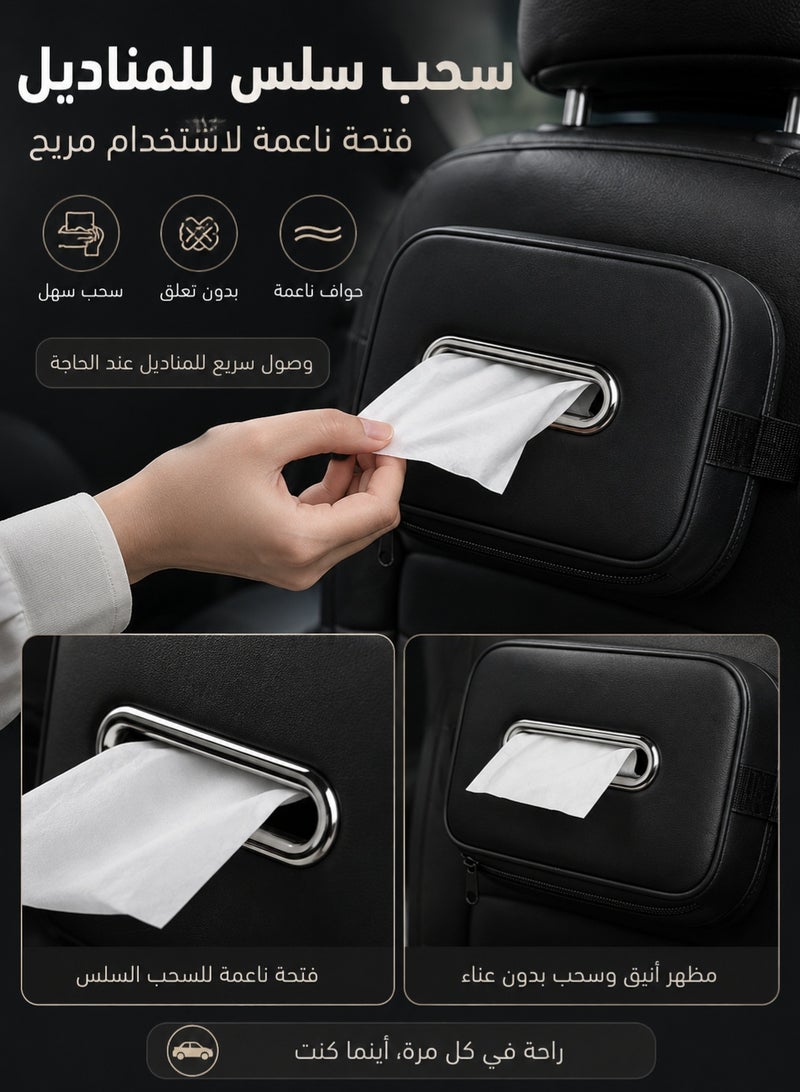 Joybos Car Tissue Holder, PU Leather Sun Visor Tissue Box Cover, Hanging Napkin Dispenser for Seat Back and Center Console, Easy Refill Universal Car Accessory, Black - Image 5