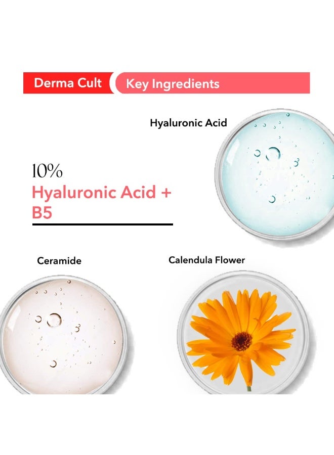 Derma O3+ Derma Cult 10% Hyaluronic Acid Serum for Intense Hydration, Finelines & Glow with B5 30ml - Image 3