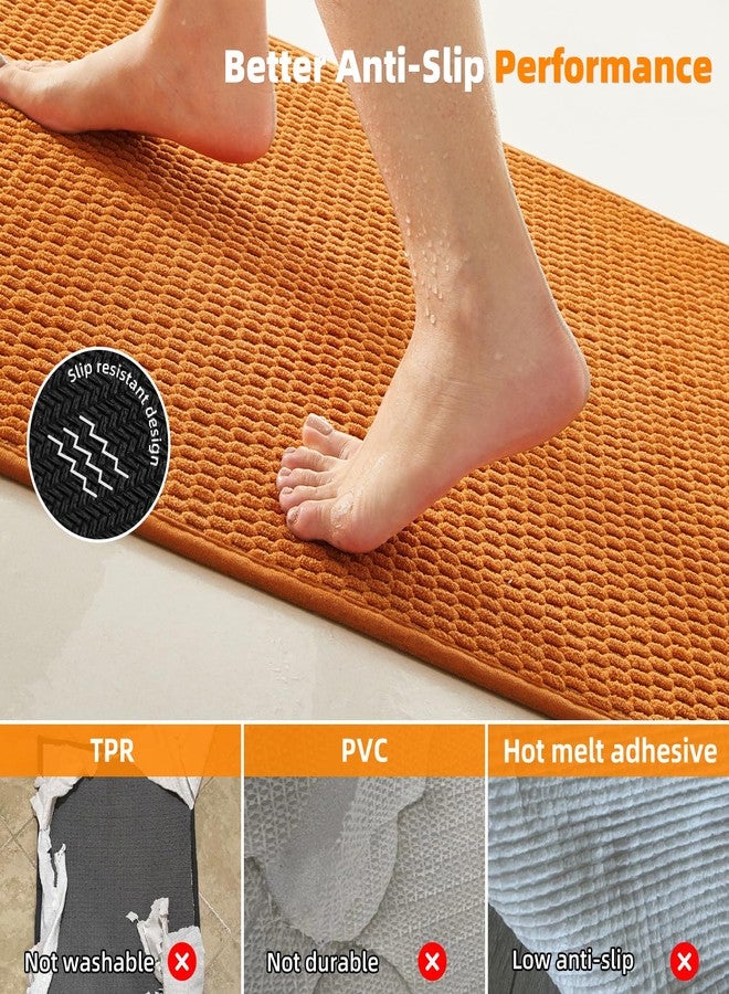 TYUU Bathroom Rugs Non Slip Washable, Super Absorbent Thin Bath Mat Small Quick Dry Low Pile Bathroom Rug, Orange 16"x24" - Image 4