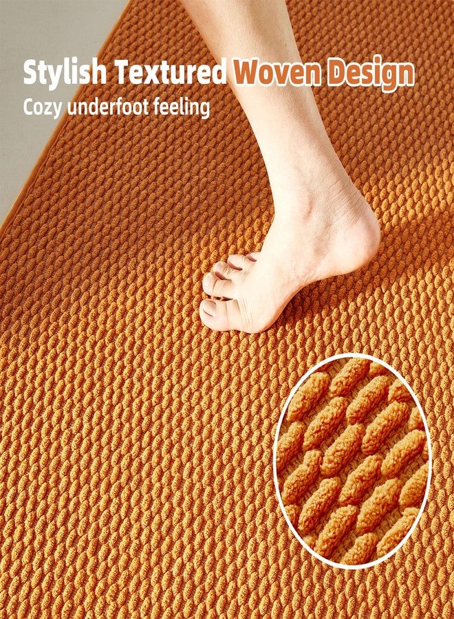 TYUU Bathroom Rugs Non Slip Washable, Super Absorbent Thin Bath Mat Small Quick Dry Low Pile Bathroom Rug, Orange 16"x24" - Image 3