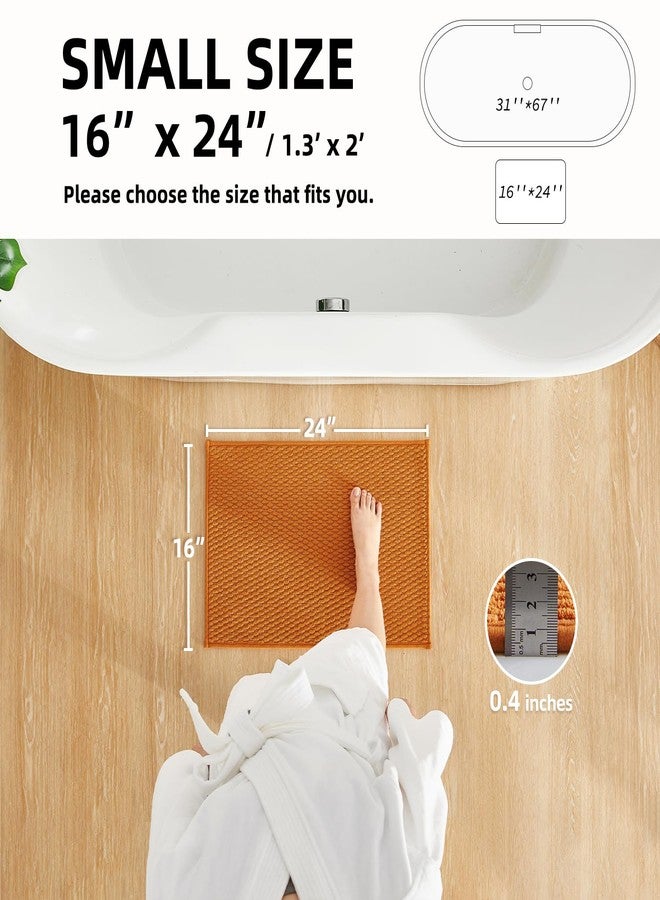 TYUU Bathroom Rugs Non Slip Washable, Super Absorbent Thin Bath Mat Small Quick Dry Low Pile Bathroom Rug, Orange 16"x24" - Image 2