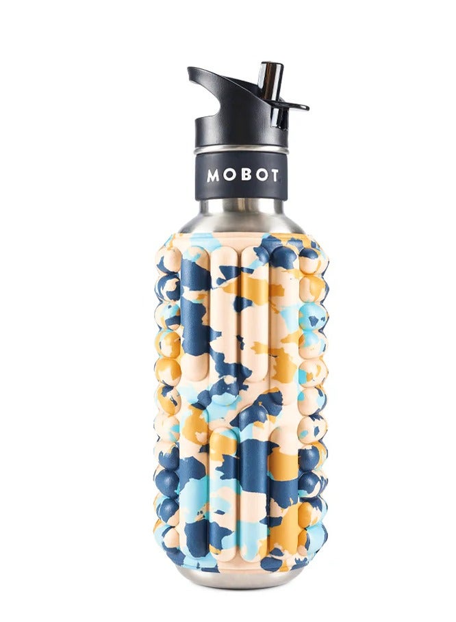 MOBOT Portable Travel Foam Roller Water Bottle with Sip Straw, Stainless Steel Screw Lid | Insulated Sports Water Bottle and Foam Rollers for Yoga, Workout, Home Gym, & Exercise 798.4ml (Earth) - Image 1
