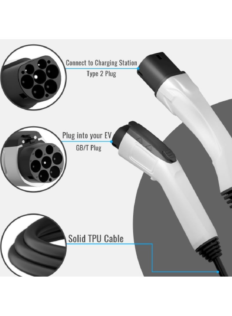 فولتا كابل شحن اي في نوع 2 إلى جي بي تي 32 امبير/ 7 كيلو وات، 5 متر - Image 5