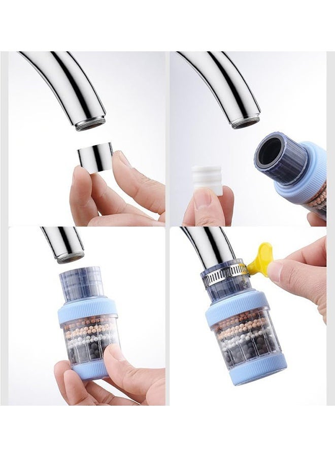2 Pcs Activated Carbon Faucet Water Filter with 10 Replaceable Filter Cartridges,Hard Water Softener for Kitchen Tap Shower Hose, Effectively Filters Chlorine Fluoride and Heavy Metals for Home Kitchen Bathroom Use - Image 5