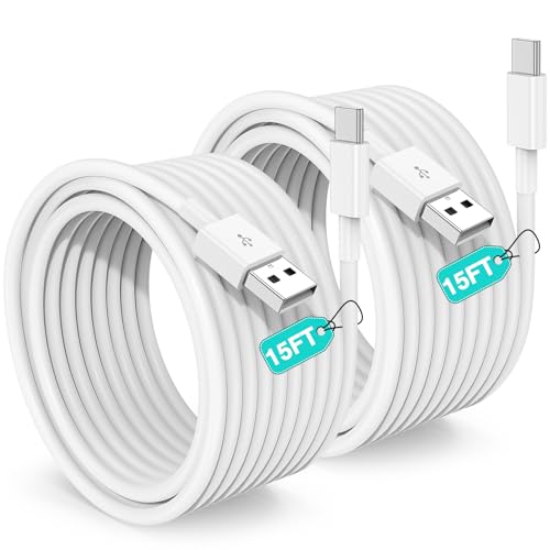 Hcoob Extra Long USB C Cable Fast Charging 15FT, Long USB A to USB C Cable for Apple iPhone 17 16 15 Charger Cord 5m,Type C Cable C Charger for iPhone 17 16 15 Pro Max/16 15 Plus/iPad Pro/Google-2Pack - Image 1