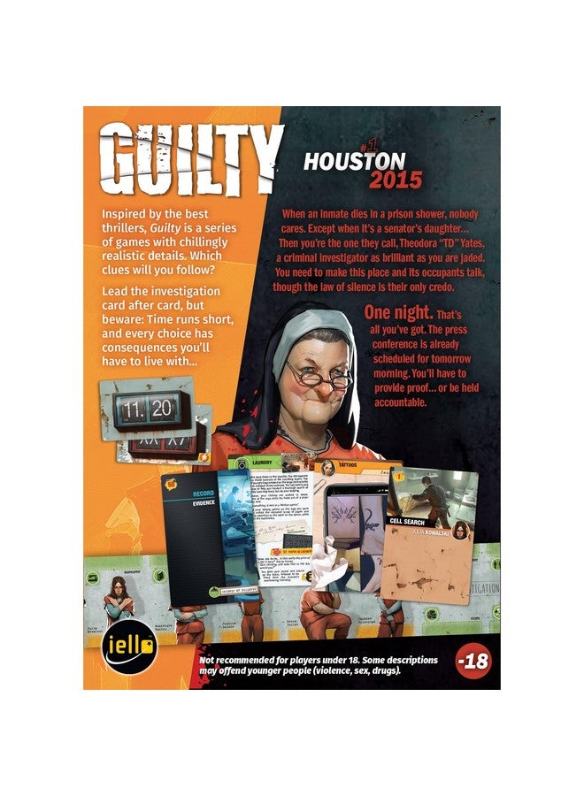 iello : Guilty: Houston 2015 - Cooperative Board Game, Deduction, Murder Investigation At County Prison, Ages 18+, 1-99 Players, 180-240 Min - Image 2