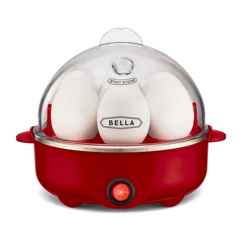 Bella BELLA Rapid Electric Egg Cooker and Poacher with Auto Shut Off for Omelet, Soft, Medium and Hard Boiled Eggs - 7 Egg Capacity Tray, Single Stack, Red  - Image 1
