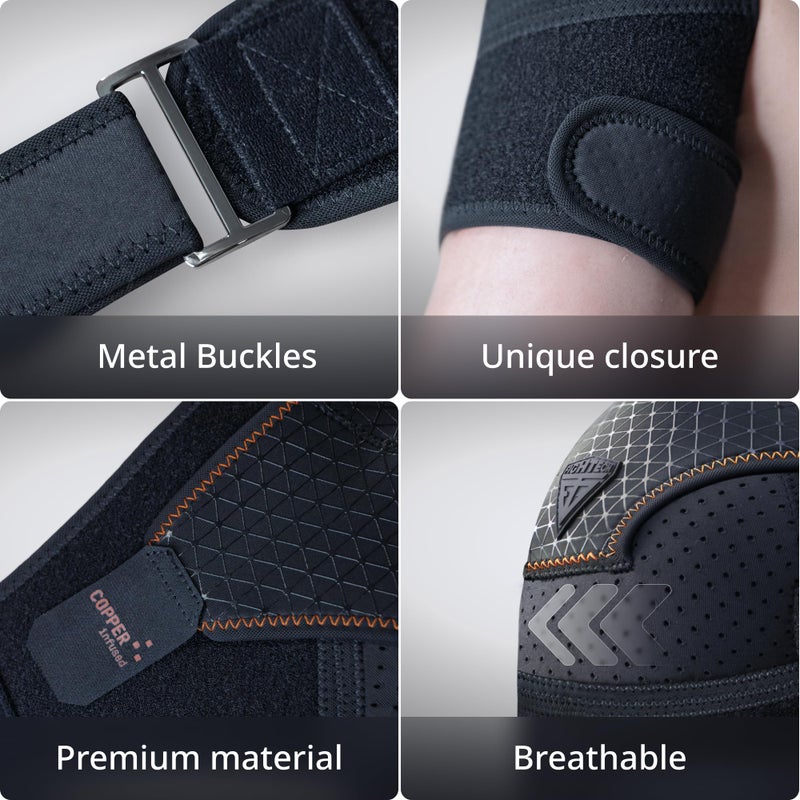 FIGHTECH Shoulder Brace for Torn Rotator Cuff for Men and Women - Support & Pain Relief (Copper Black, Large/X-Large) - Image 5