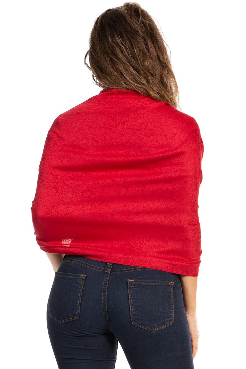 Sakkas Two Tone Vintage Jacquard Paisley Pashmina Shawl Wrap Scarf Stole - Dark Cherry - Image 2