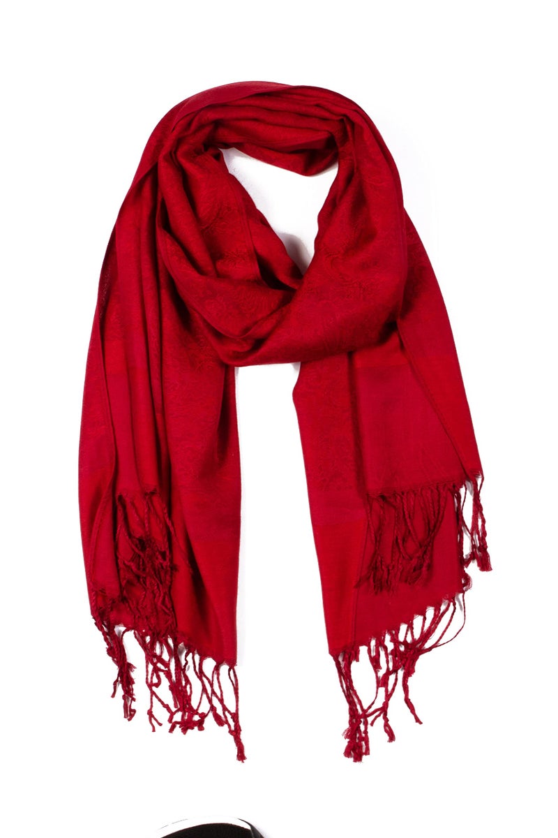 Sakkas Two Tone Vintage Jacquard Paisley Pashmina Shawl Wrap Scarf Stole - Dark Cherry - Image 5
