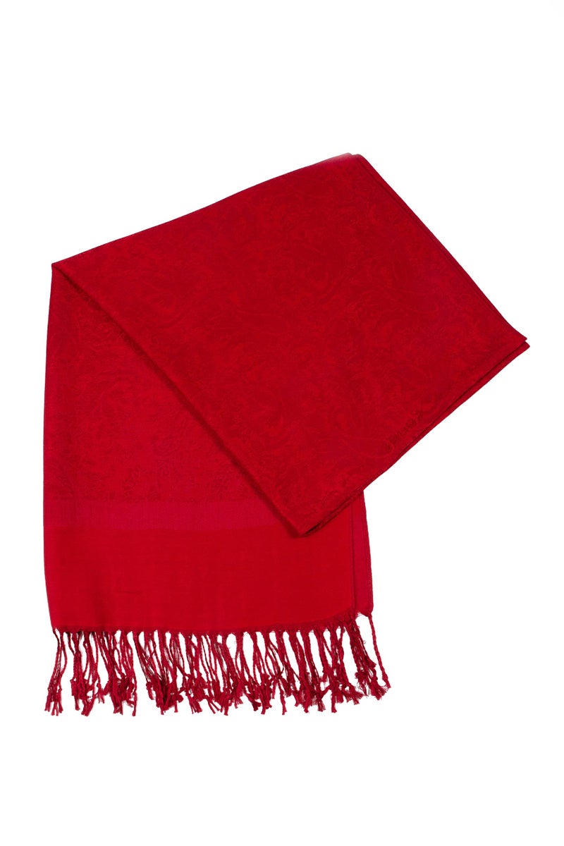 Sakkas Two Tone Vintage Jacquard Paisley Pashmina Shawl Wrap Scarf Stole - Dark Cherry - Image 4