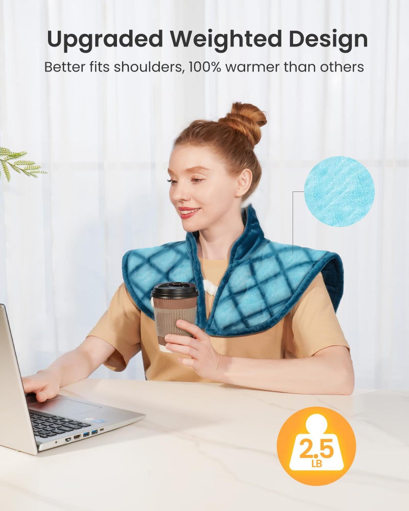 Koonie Weighted Heating Pad for Neck and Shoulders and Back, 2.5lb Neck Heating Pad for Back Pain Relief, Shoulder Heating Pad with 5 Heat Settings, 4 Timer Settings, Valentine's Day Gifts for Women Men - Image 2