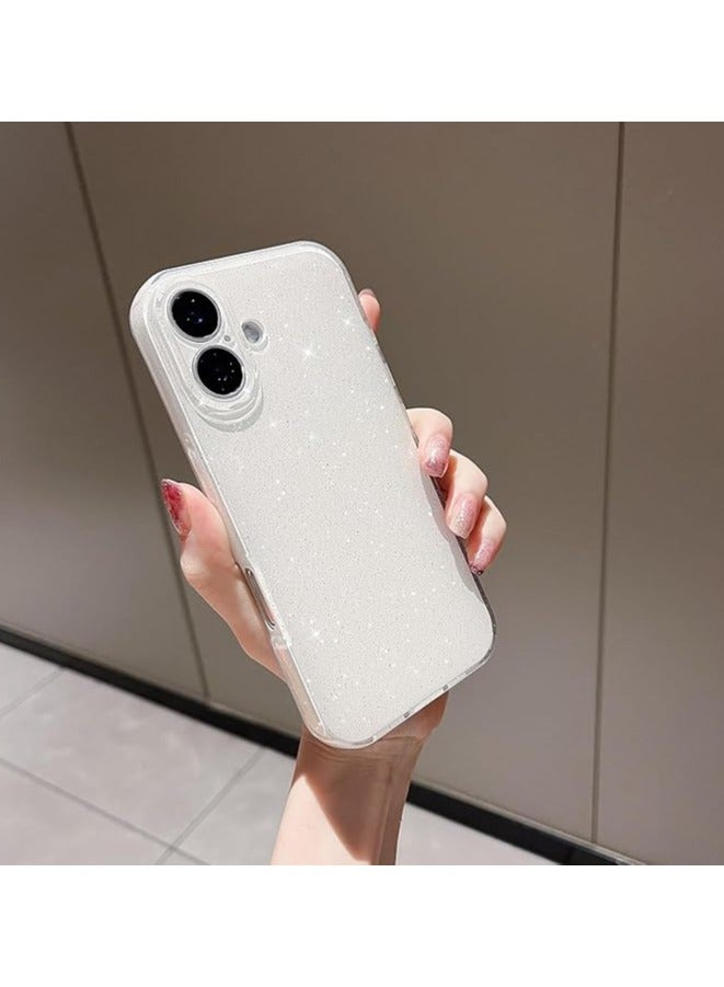 TA Compatible with iPhone 16 Plus Case,Cute Aesthetic Bling Glitter Thin Slim Shockproof Soft TPU Sparkly Shiny Girly Cover for Women Girl for iPhone 16 Plus Case 6.7 inch-White - Image 3