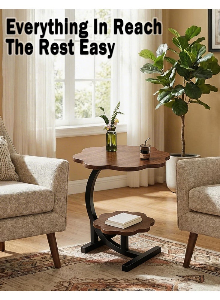 Malaksky Side Table, Small End Table, Tall Nightstand for Living Room, Bedroom, Office, Bathroom, Rustic Brown and Classic Black - Image 3