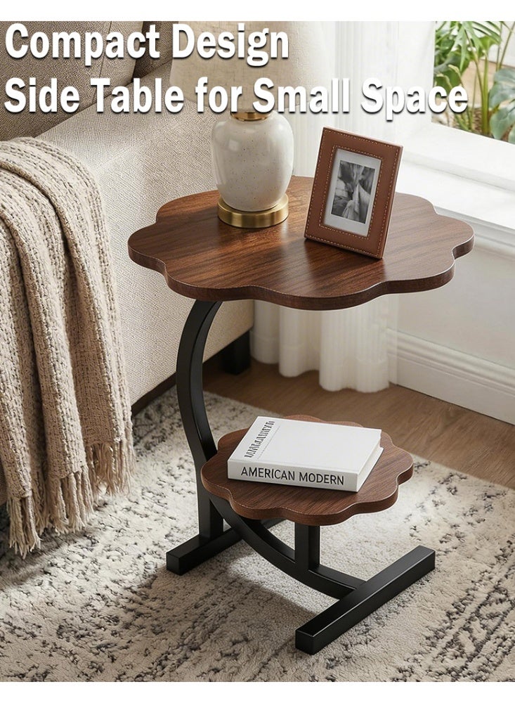 Malaksky Side Table, Small End Table, Tall Nightstand for Living Room, Bedroom, Office, Bathroom, Rustic Brown and Classic Black - Image 4
