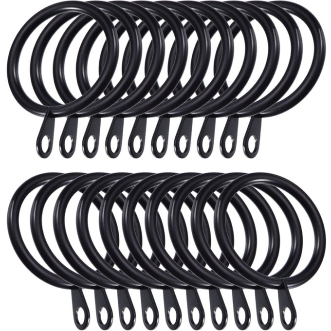 20 Pack Metal Black Curtain Rings 12 inch Metal Hanging Rings for Curtains and Rods Drape Sliding Eyelet Rings Internal Diameter