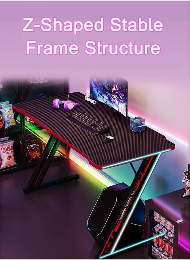 HQ-GAMING - Computer Desk Z Shaped Workstation Ergonomic Table E-sports Table Modern Table Home Office Computer Table Gaming Table Suitable for E-sports Game Players (120*60*75cm) - Image 1