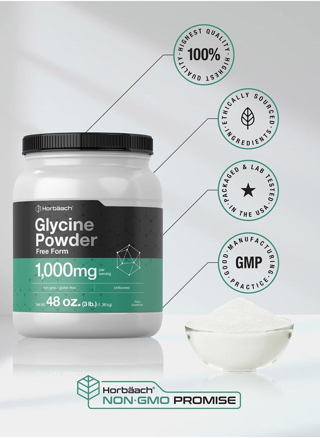 Horbäach - Glycine Powder 3 lbs | Free Form Supplement | Unflavored Powder | Vegetarian, Non-GMO, Gluten Free - Image 1