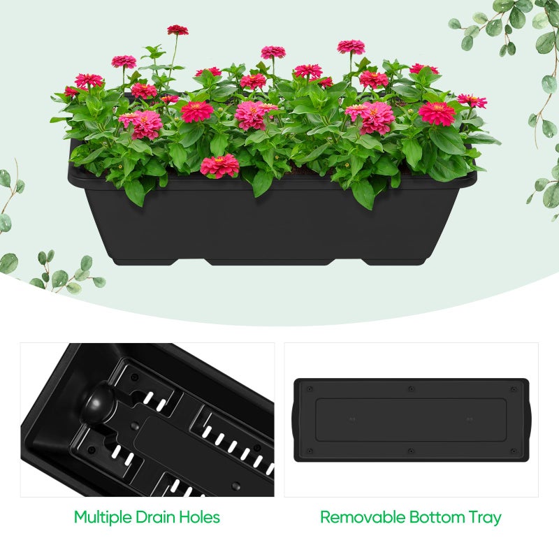 BTY Raised Garden Bed 3 Tier Vertical Garden Planter Elevated Planter Boxes Outdoor Herb Planter with Drainage Holes Removable Tray for Patio Balcony Porch Black - Image 3