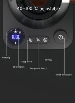 nihao غلاية جوسنيدك متعددة الاستخدامات V60 غلاية قهوة ، غلاية كهربائية ، إبريق قهوة وإبريق شاي ، 900 مل ، 1200 واط ضبط درجة الحرارة بعرافة الطاقة مع شاشة رقمية LED عرض درجة الحرارة العزل التلقائي ، مادة الفولاذ المقاوم للصدأ 304 ، مناسبة للاستخدام في المنزل والمكتب - أسود  - Image 4