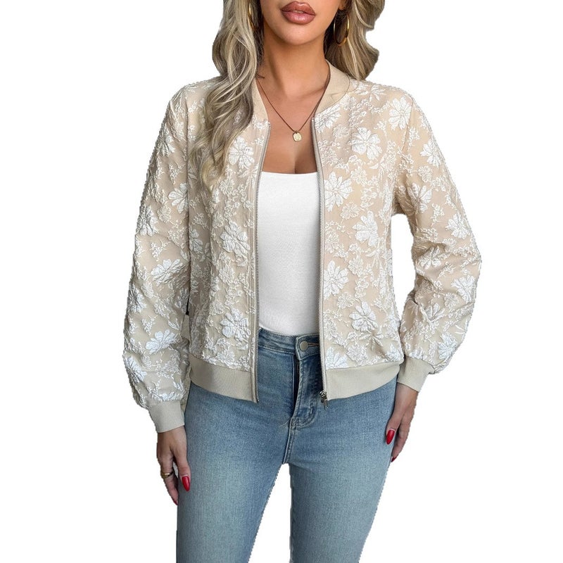 Casual Zip-up Jacquard Jacket - Image 5