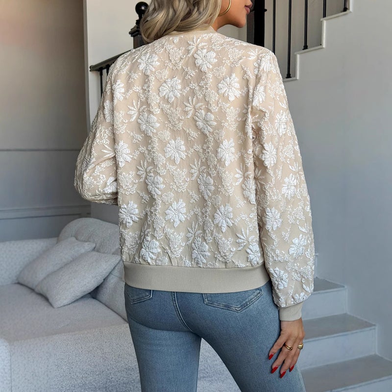 Casual Zip-up Jacquard Jacket - Image 2