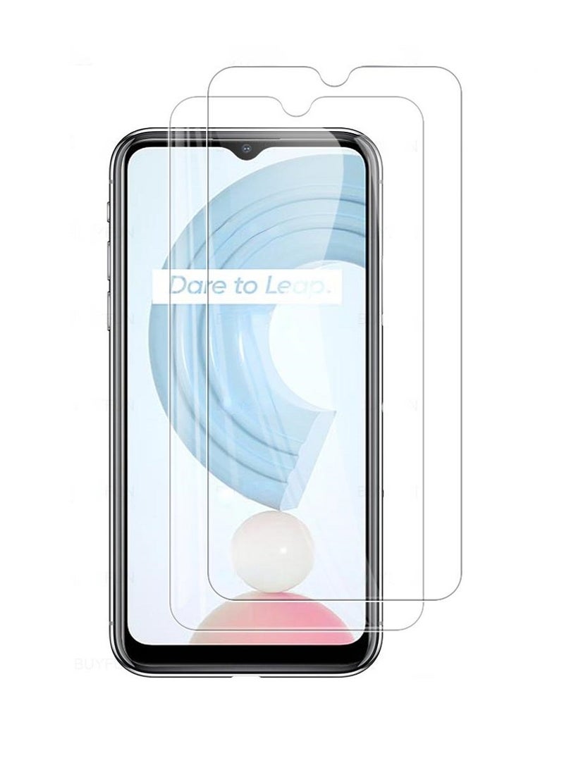 Super 2 Pieces Tempered Glass Screen Protector Clear Designed For Realme C21  Full Screen Coverage And Bubble Free - Image 1