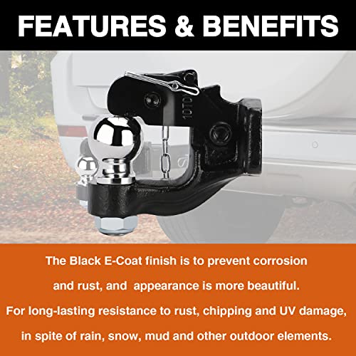 ONLTCO Pintle Hook Pintle Hitches Receiver Hook 10 TON Combination Hitch Ball 2-5/16” Fits Hitch Hook Military Receiver 12000 lbs - Image 4