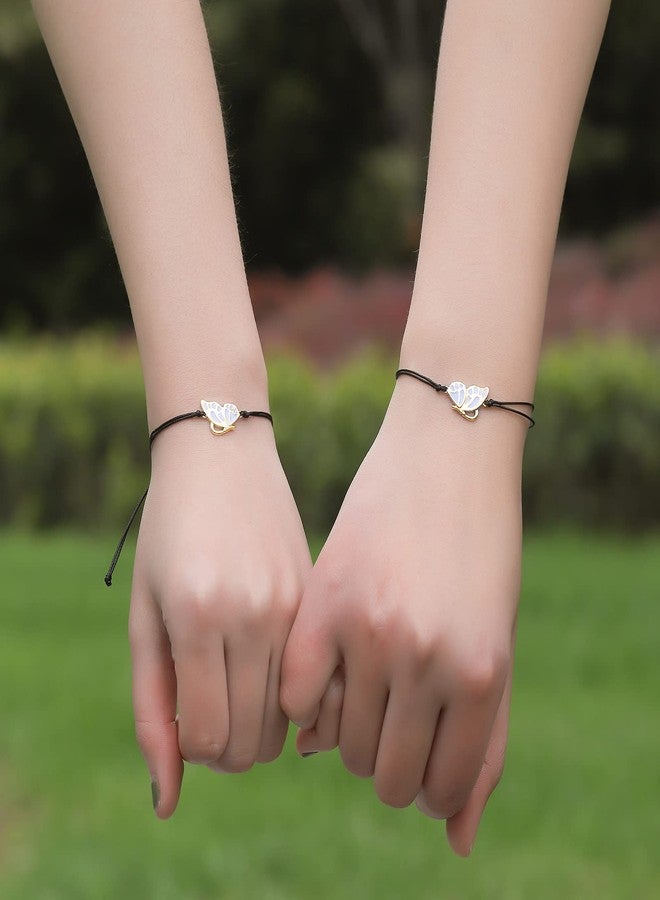 Apsvo Best Friends Friendship Bracelets for 2 Girls, BFF Long Distance Matching Butterfly Bracelets Friendship Gifts for Women Friends Birthday Back to School First Day of School Jewelry Gift - Image 3