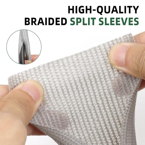 Kelepu Split Wire Loom Tubing, Cable Protector Sleeve, Braided Cable Management for TV/Computer/Home Theater/Engine Bay, Cord Protectors from Pets No Chew (Grey, 1/8"-10ft) - Image 3