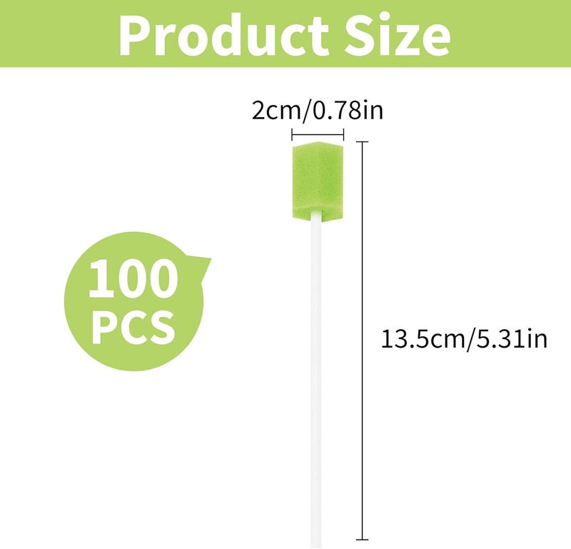 Pack of 100 Disposable Oral Care Sponge, Portable Mouth Sponge Sticks, Mouth Care Sticks, Cleaning Mouth Swabs for Daily Oral Care and Household Supplies of Adults, Children or Pets - Image 2