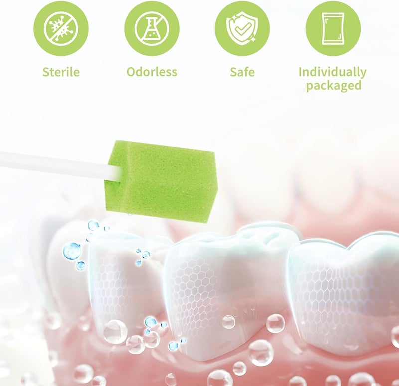 Pack of 100 Disposable Oral Care Sponge, Portable Mouth Sponge Sticks, Mouth Care Sticks, Cleaning Mouth Swabs for Daily Oral Care and Household Supplies of Adults, Children or Pets - Image 4