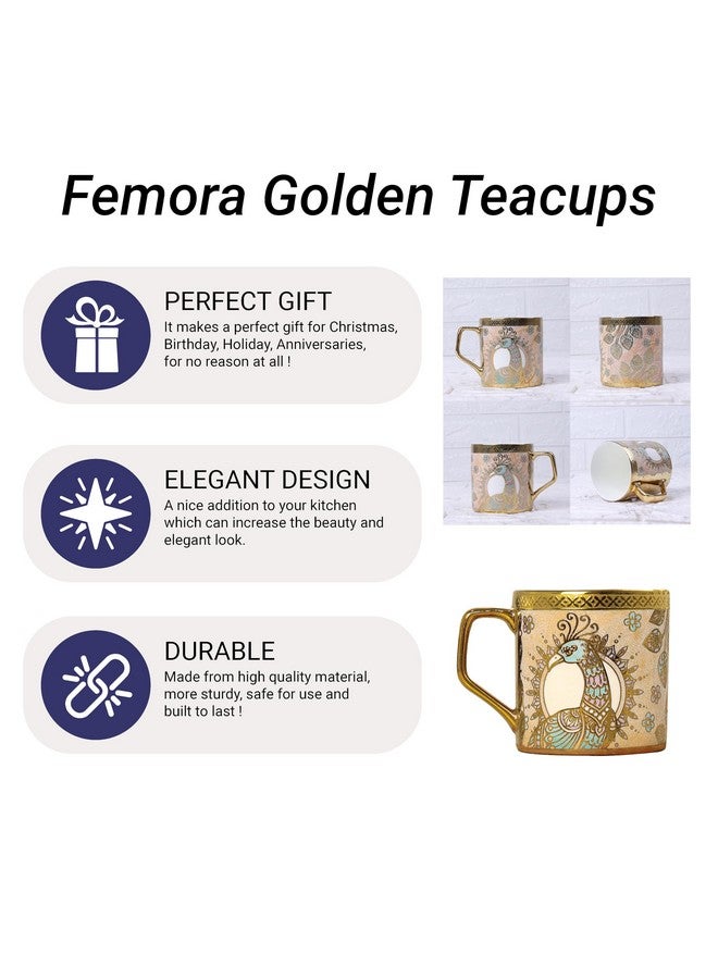 Femora Bone China Gloden Tea Cup (Crowned Gold), 160 ML - Image 5