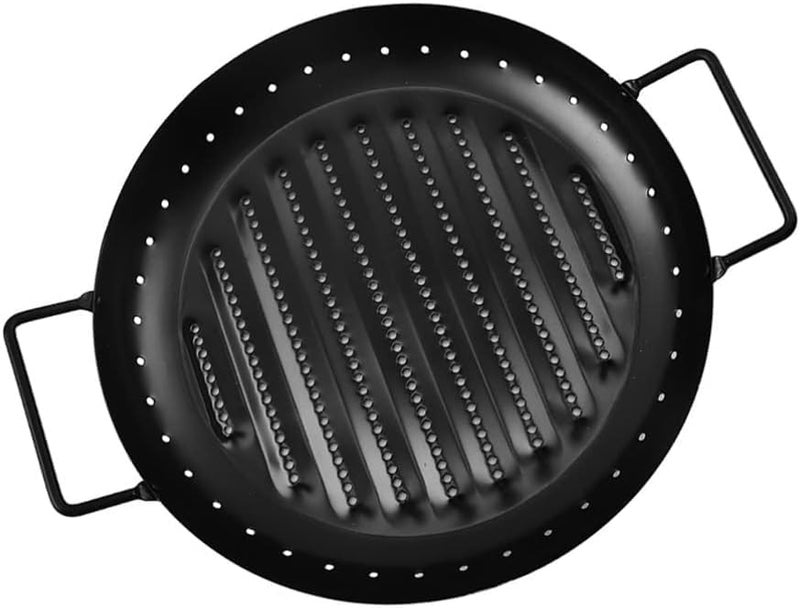 Valajogi NonStick 158 BBQ Plate NonStick BBQ Grill Tray Baking Pan Aluminum Broiler Pans Round Good with Handles Barbecue Tray Baking BBQ Tool for Barbecues Small Hole Home Kitchen - Image 1