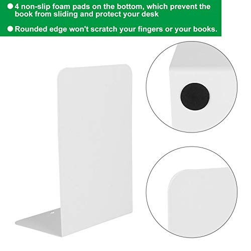 LISHINE 6 Pcs White Metal Bookends, Bookends for Shelves, Heavy Duty Book Ends to Hold Books, Book Stopper for Shelves, Heavy Books, Decorative, Home, Office, Kids1 - Image 3