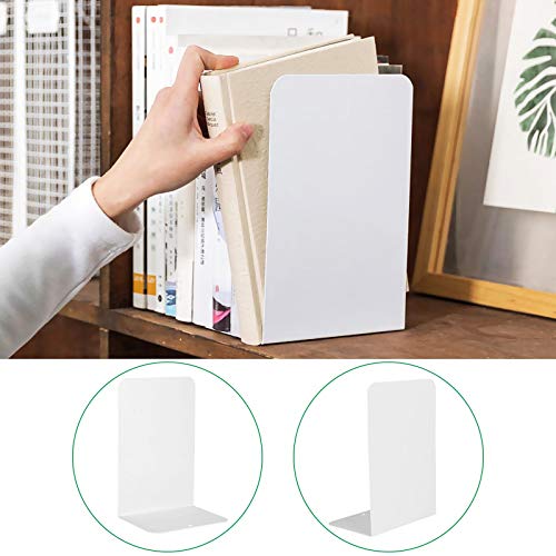 LISHINE 6 Pcs White Metal Bookends, Bookends for Shelves, Heavy Duty Book Ends to Hold Books, Book Stopper for Shelves, Heavy Books, Decorative, Home, Office, Kids1 - Image 5