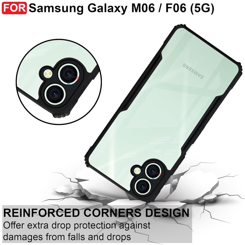 Cedo Samsung Galaxy M06 / F06 (5G) Back Case Cover | Camera Protection Shockproof Bumper-Edge | Acrylic Crystal Clear 360 Degree Protection TPU+PC | Transparent Eagle Back Case Cover (Black) - Image 3