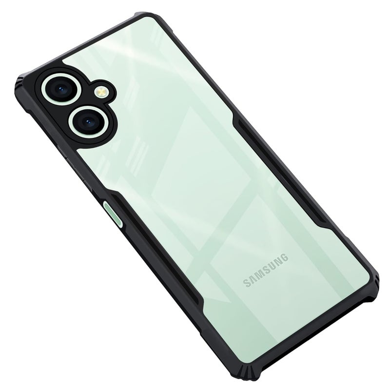 Cedo Samsung Galaxy M06 / F06 (5G) Back Case Cover | Camera Protection Shockproof Bumper-Edge | Acrylic Crystal Clear 360 Degree Protection TPU+PC | Transparent Eagle Back Case Cover (Black) - Image 1
