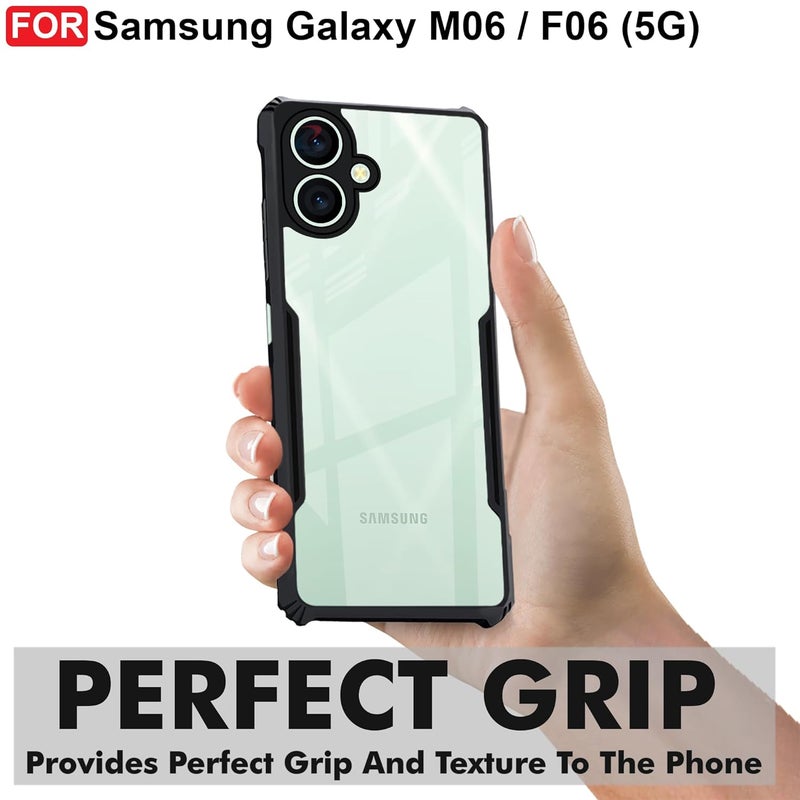 Cedo Samsung Galaxy M06 / F06 (5G) Back Case Cover | Camera Protection Shockproof Bumper-Edge | Acrylic Crystal Clear 360 Degree Protection TPU+PC | Transparent Eagle Back Case Cover (Black) - Image 2