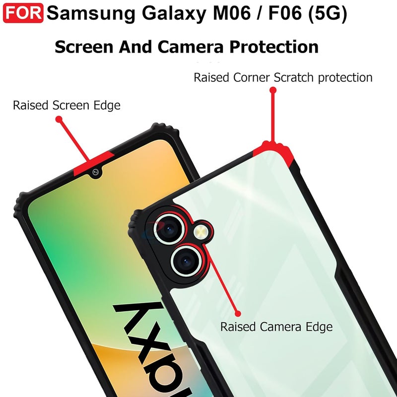 Cedo Samsung Galaxy M06 / F06 (5G) Back Case Cover | Camera Protection Shockproof Bumper-Edge | Acrylic Crystal Clear 360 Degree Protection TPU+PC | Transparent Eagle Back Case Cover (Black) - Image 4
