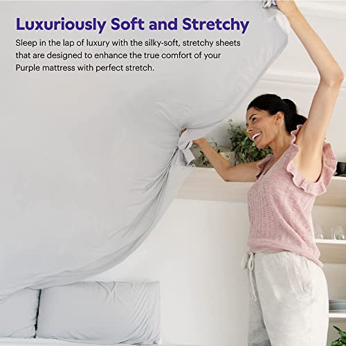 Purple Deep Pocket SoftStretch Sheets Queen Size Rayon Blend MoistureWicking Stormy Grey Fits Other Mattresses Adaptive Support - Image 3