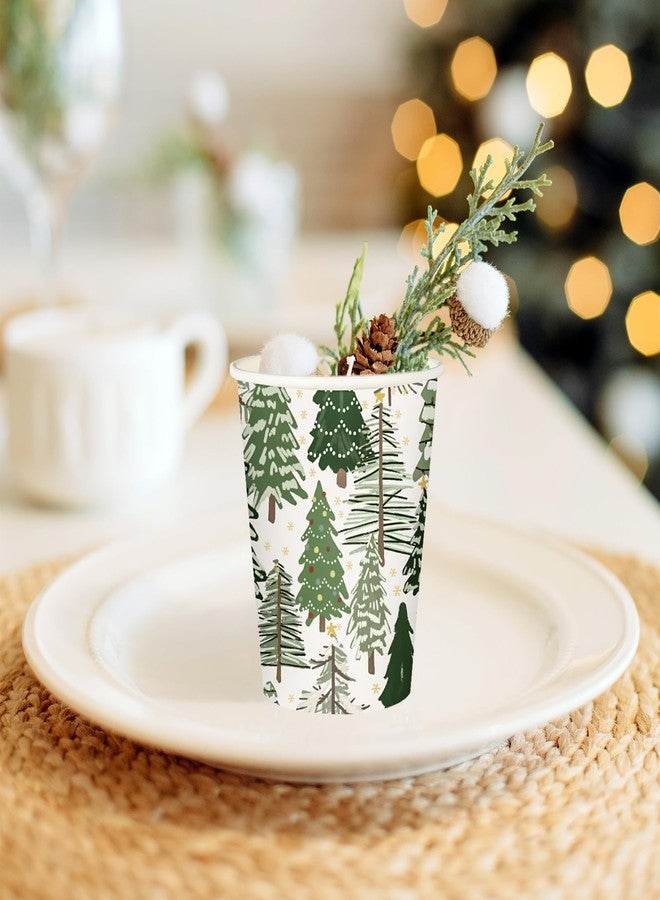 JarThenaAMCS 100Pcs Christmas Paper Cups Xmas Tree Chocolate Cocoa Tea Cups Forest Woodland Disposable 9oz Cups for Party Supplies - Image 4