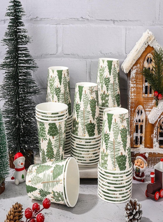 JarThenaAMCS 100Pcs Christmas Paper Cups Xmas Tree Chocolate Cocoa Tea Cups Forest Woodland Disposable 9oz Cups for Party Supplies - Image 5