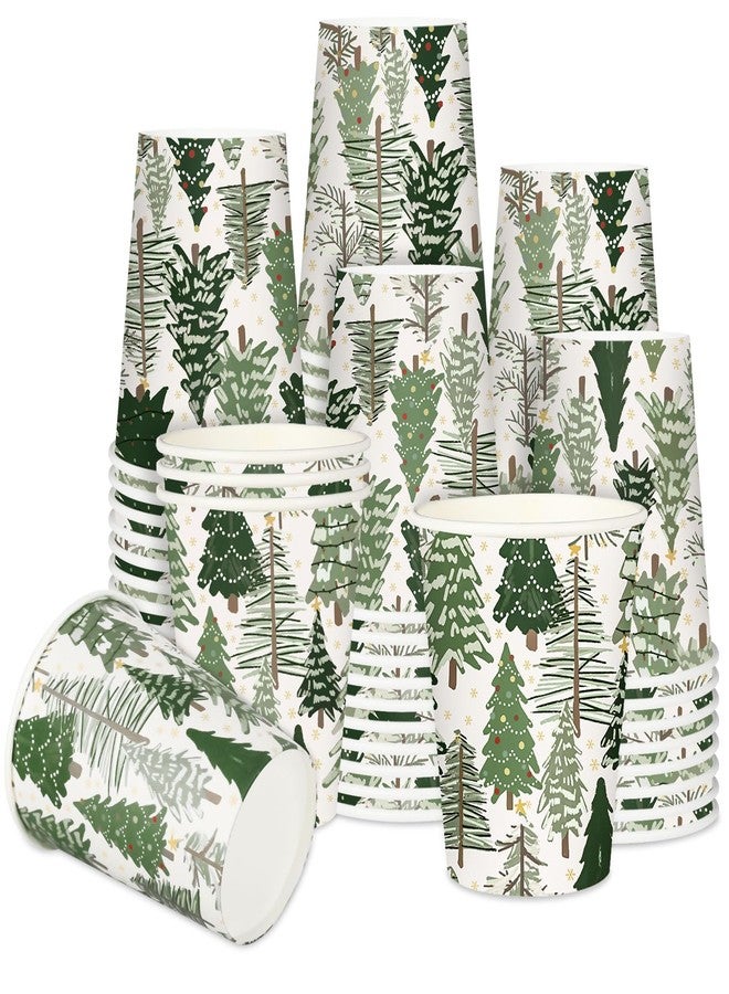 JarThenaAMCS 100Pcs Christmas Paper Cups Xmas Tree Chocolate Cocoa Tea Cups Forest Woodland Disposable 9oz Cups for Party Supplies - Image 1