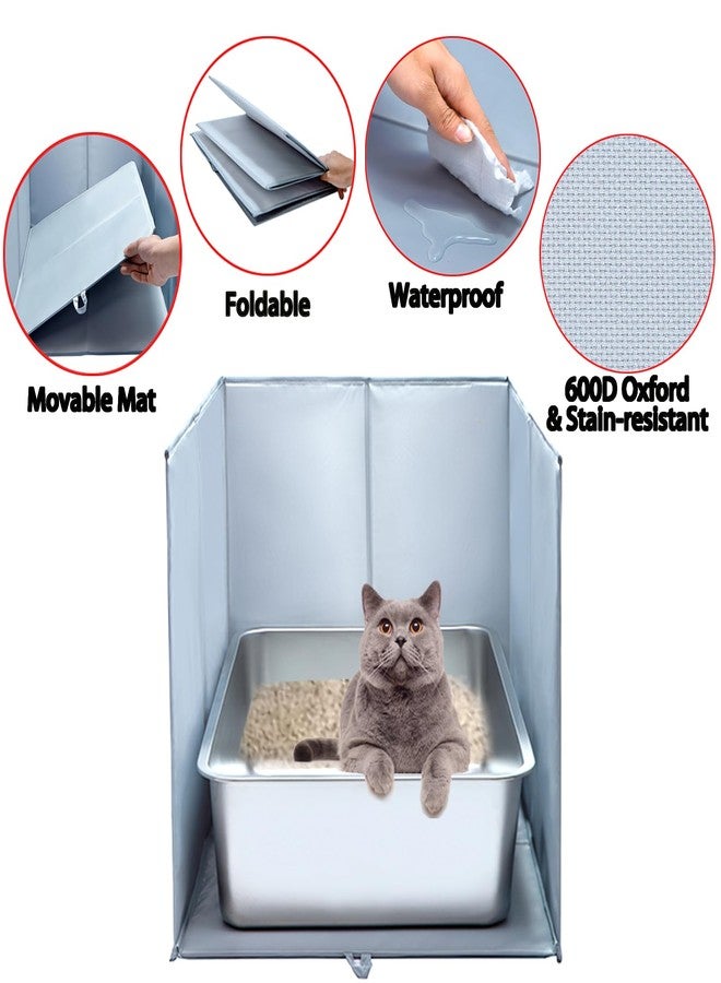 THINMUHAND Cat Litter Box Enclosure with Splash Guard & Anti-Leak Design - Large Litter Pan Shield, Cat Litter Mat Removable & Easy-Clean Surfaces (Size : 24" L×17.5" W×16" H) - Image 3