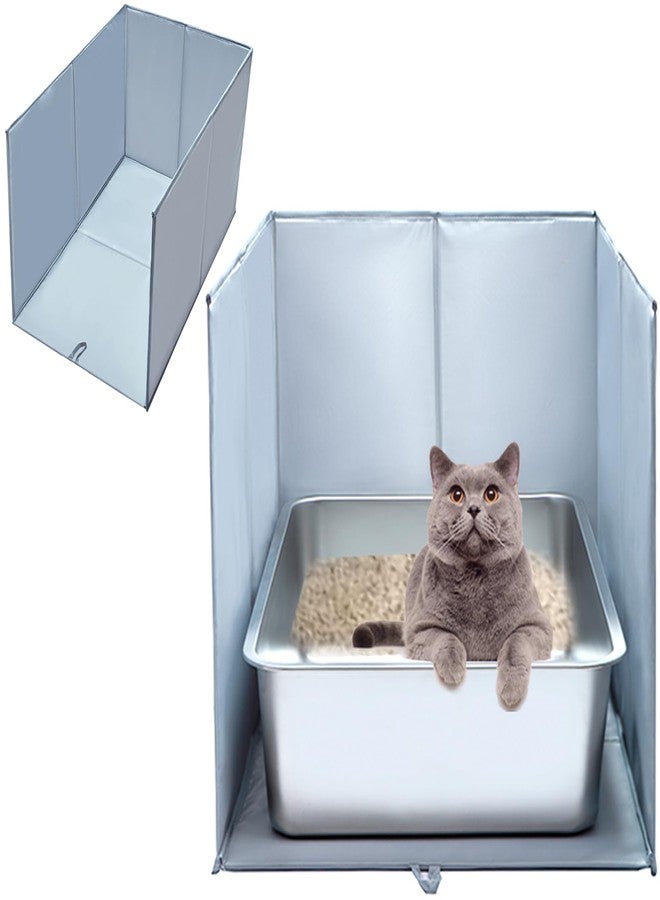 THINMUHAND Cat Litter Box Enclosure with Splash Guard & Anti-Leak Design - Large Litter Pan Shield, Cat Litter Mat Removable & Easy-Clean Surfaces (Size : 24" L×17.5" W×16" H) - Image 1