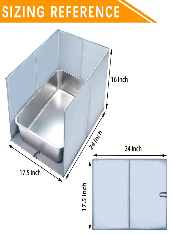 THINMUHAND Cat Litter Box Enclosure with Splash Guard & Anti-Leak Design - Large Litter Pan Shield, Cat Litter Mat Removable & Easy-Clean Surfaces (Size : 24" L×17.5" W×16" H) - Image 2