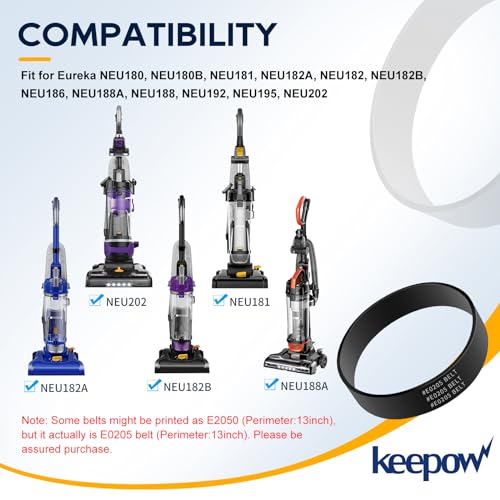 KEEPOW Vacuum Belt for Eureka, Part E0205 Belt for Eureka, Power Speed Vacuum Belts fit for Eureka NEU182B, NEU182A, NEU188A, NEU181, NEU180, NEU180B, NEU182, NEU186, NEU188, 4 Pack - Image 2